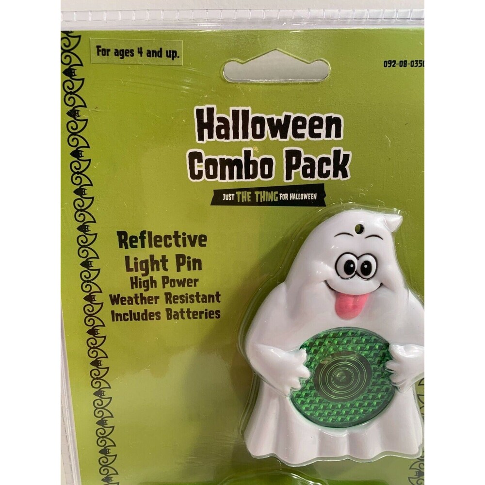 Halloween Ghost Reflective Arm Band and Light Pin for Kids Night Travel New